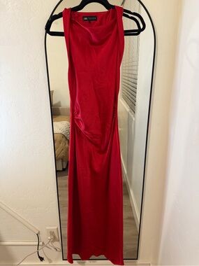 pleated chiffon dress Blue